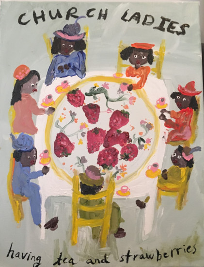 Church Ladies Having Tea and Strawberries
