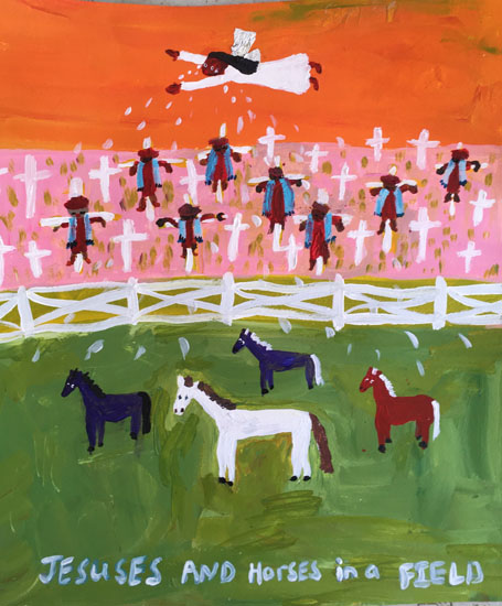 Horses and Jesuses in a Field